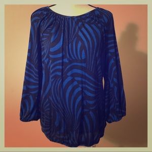 MICHAEL KORS | Long Sleeve Black & Blue Shirt